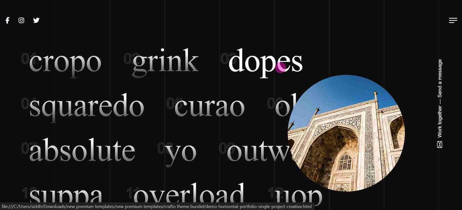 https://catalog.growwithsid.in/designs/Crafto/demo-horizontal-portfolio.html